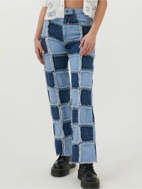 RAGGED JEANS NWT Blue Patchwork Denim Jeans Size 32